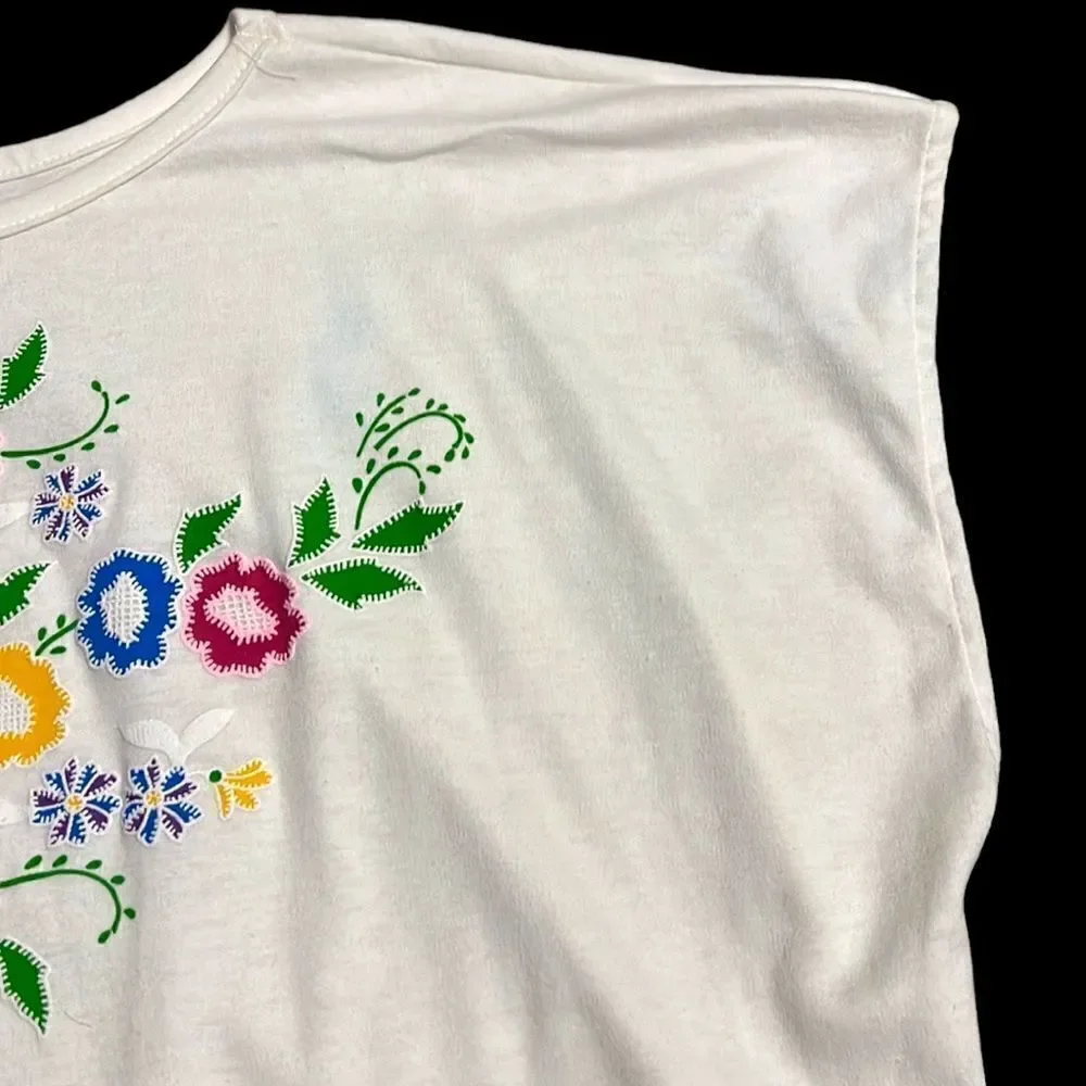 Vintage T-Shirt Woman's Size 2X Why Not? White Floral Textured Colorful USA - Picture 3 of 10